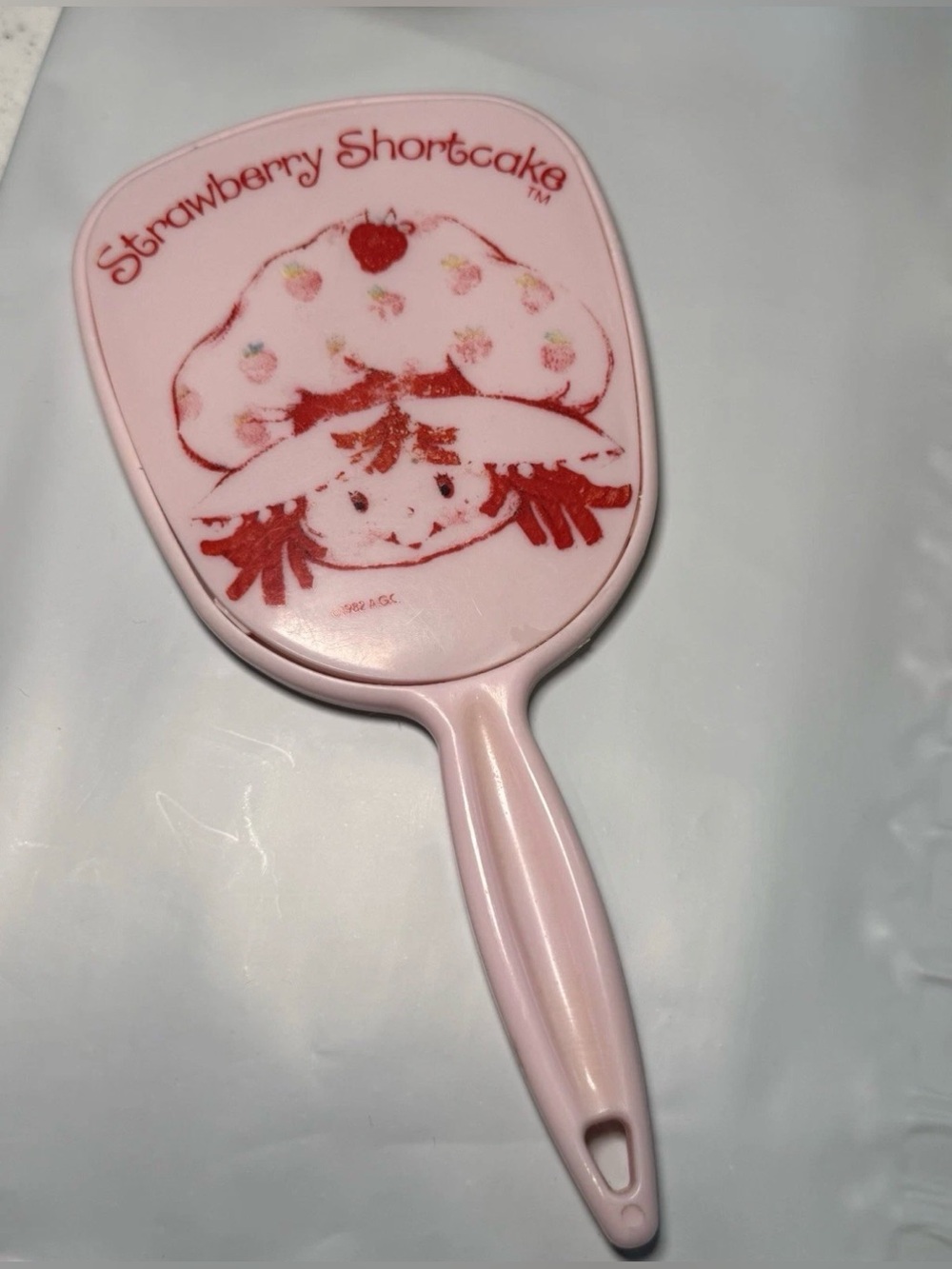 Vtg 1982 Strawberry Shortcake Pink Hand Mirror 8"L